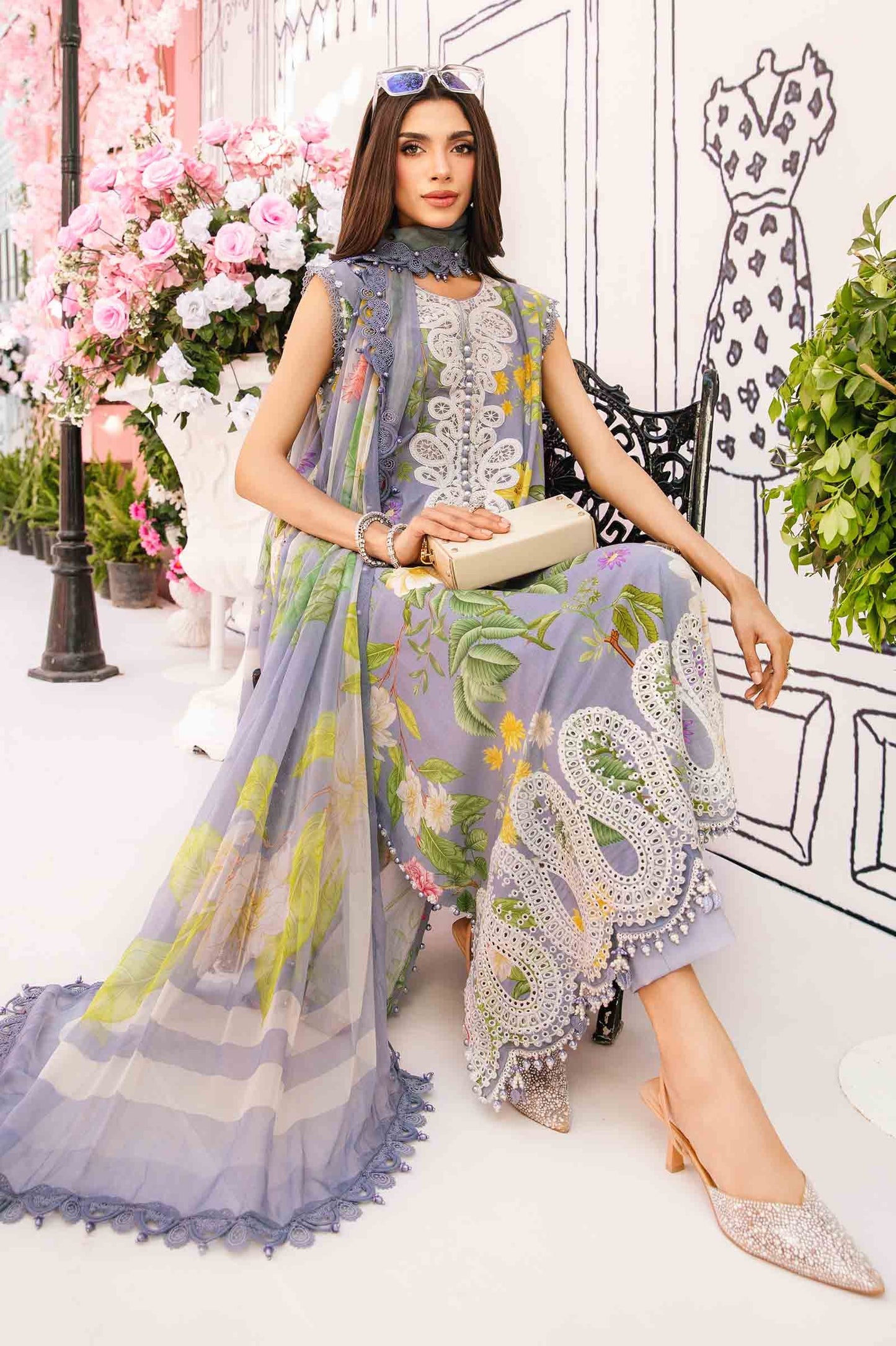 Maria B Digital Print Chiffon Duppata