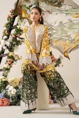 Maria B Digital Print Chiffon Duppata Mustard 3pc