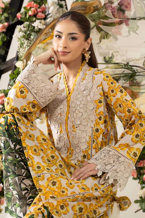 Maria B Digital Print Chiffon Duppata Mustard 3pc