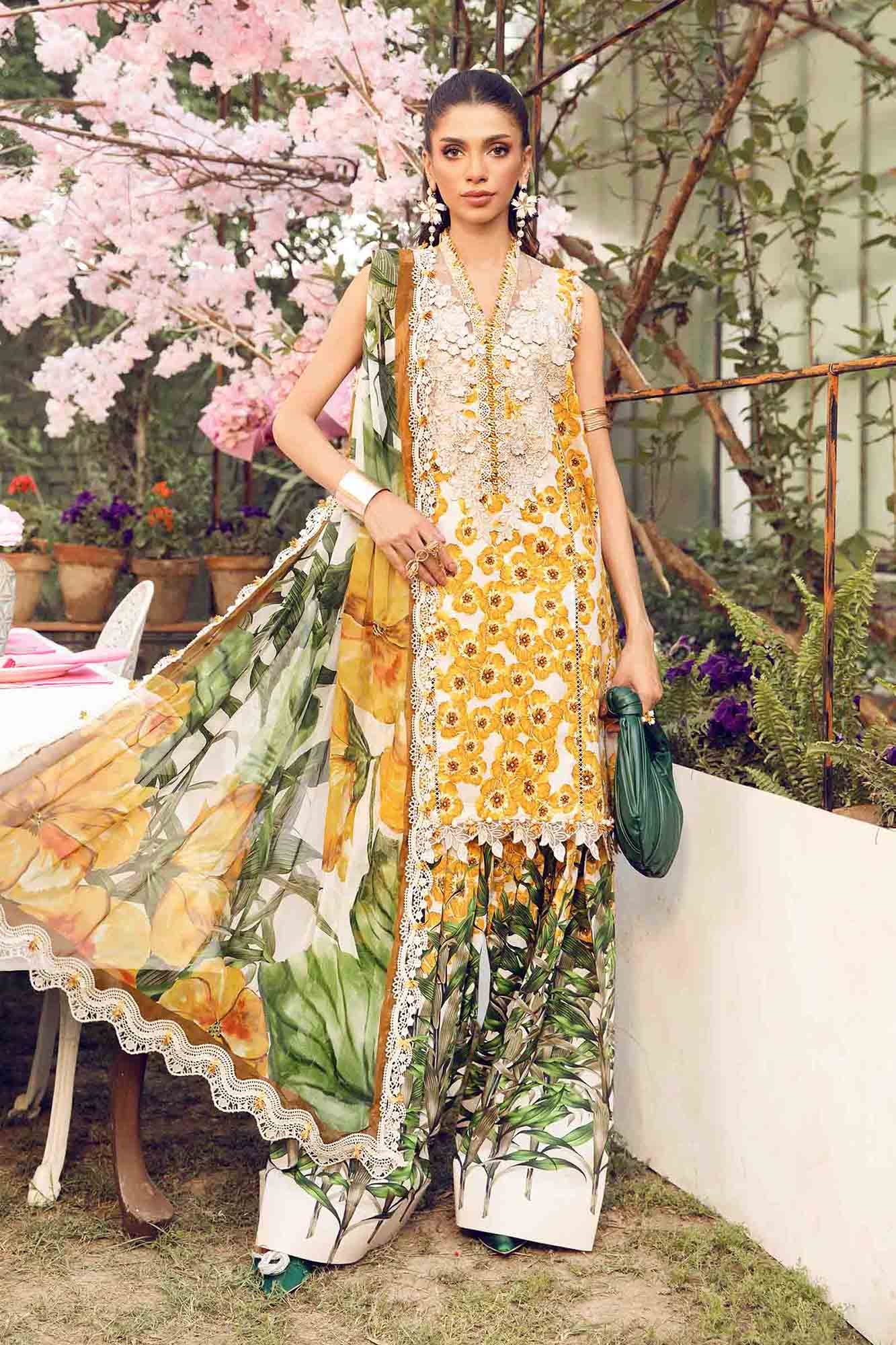Maria B Digital Print Chiffon Duppata Mustard 3pc