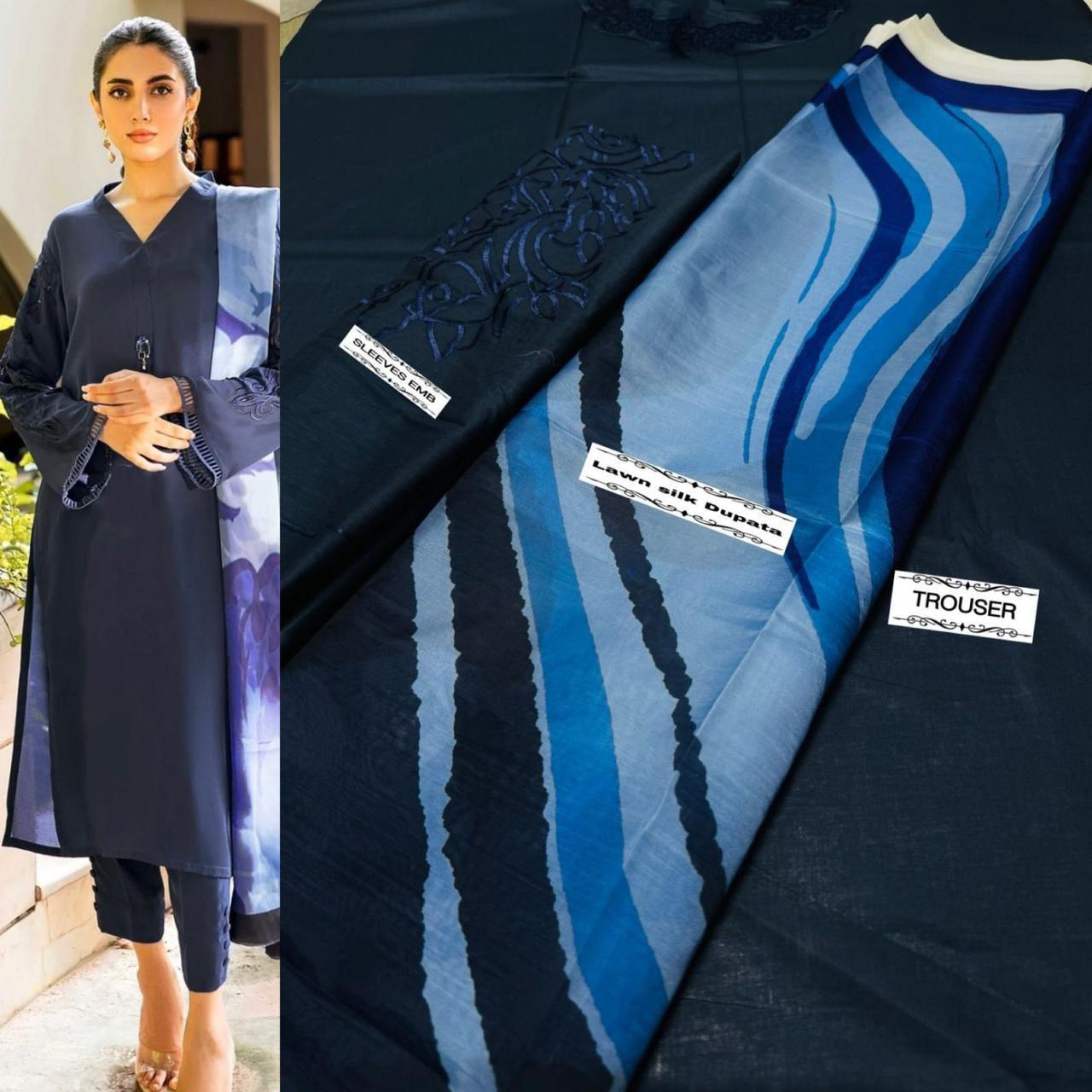 NATASHA KAMAL 3pc Summer Casual Collection Code: Blue