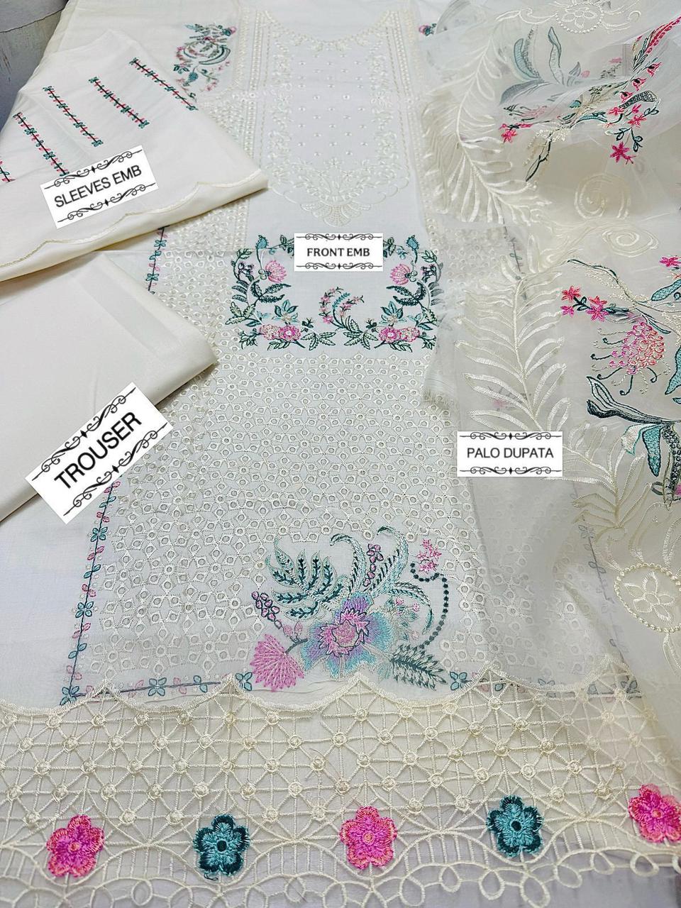QALAMKAR 3pc Summer Collection Code :White
