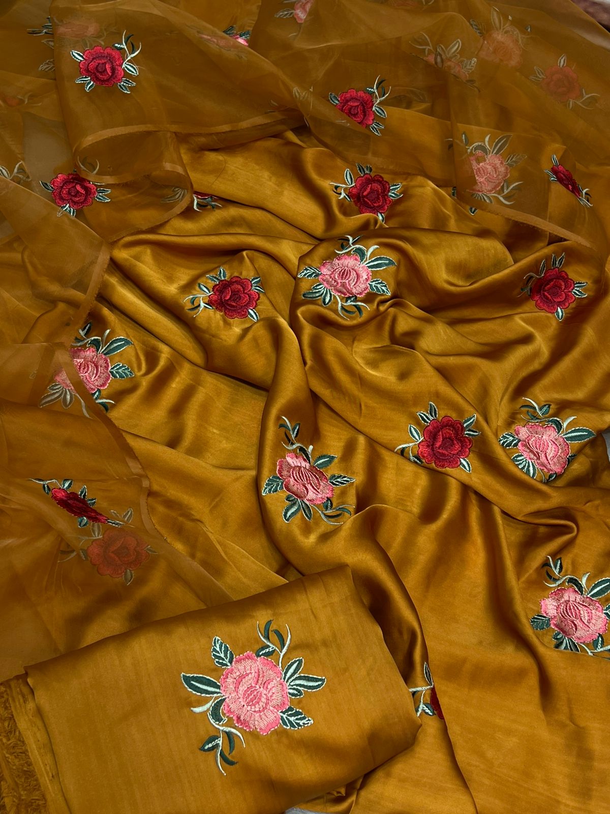 Zainab Chotyani Shamooz Silk 3pc Mustered