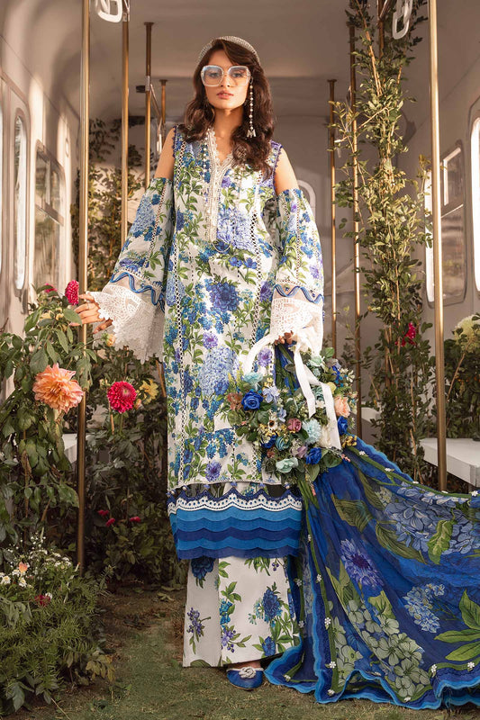 Maria B White & Blue Digital Emb New Arrival Lawn 3pc