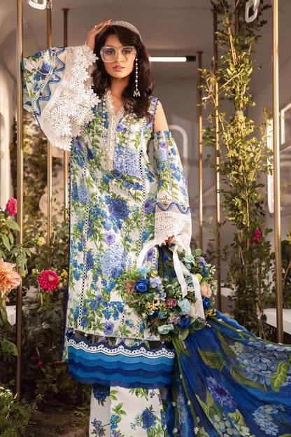 Maria B White & Blue Digital Emb New Arrival Lawn 3pc