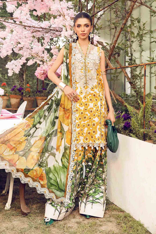 Maria B Digital Print Chiffon Duppata Mustard 3pc