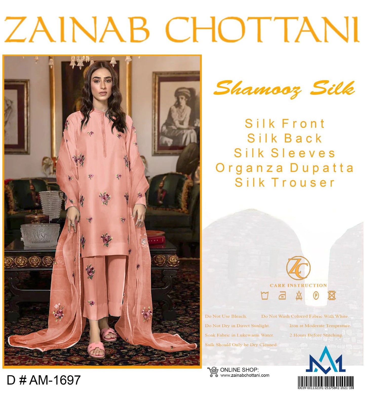 Zainab Chottani Shamooz Silk 3pc Pink