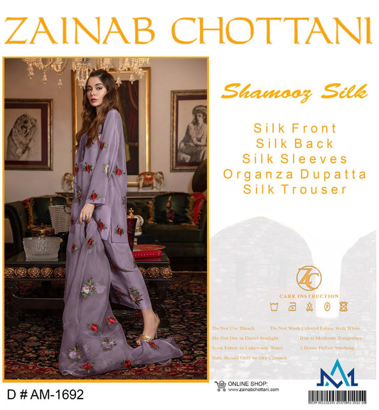 Zainab Chotyani Shamooz Silk 3pc Purple