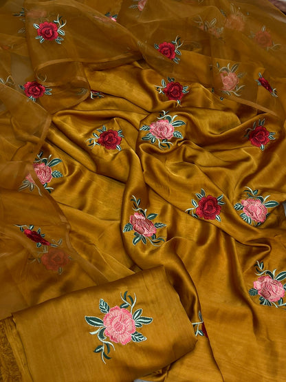 Zainab Chotyani Shamooz Silk 3pc Mustered