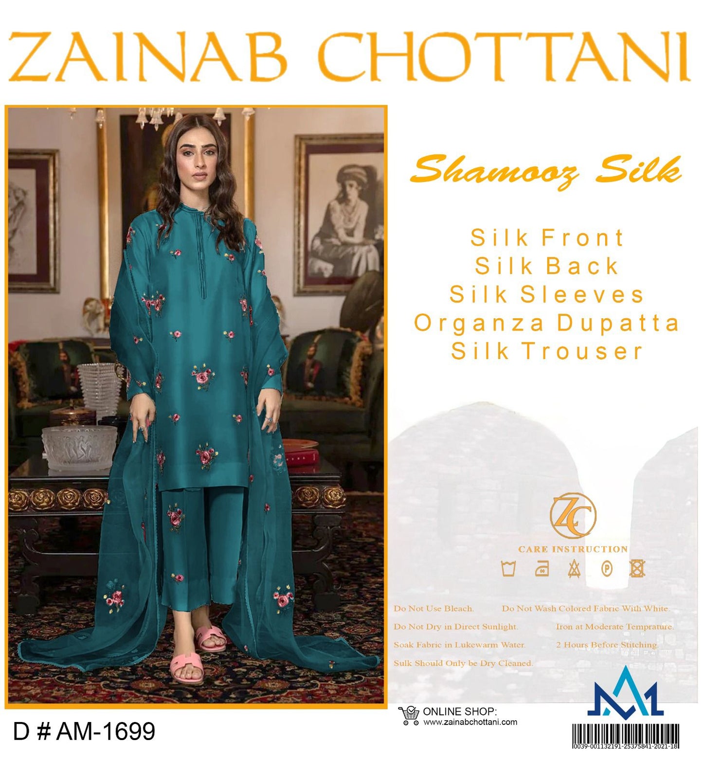 Zainab Chottani Shamooz Silk 3pc Blue