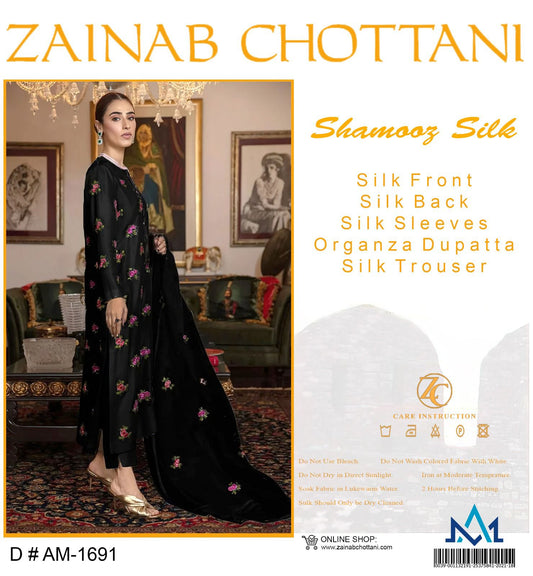 Zainab Chottani Shamooz Silk 3pc Black