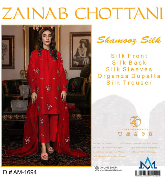 Zainab Chottani Shamooz Silk 3pc Red